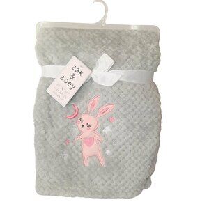 Zak & Zoey Princess Bunny Stars Moon Gray Waffle Lovey Blanket 30" X 40"